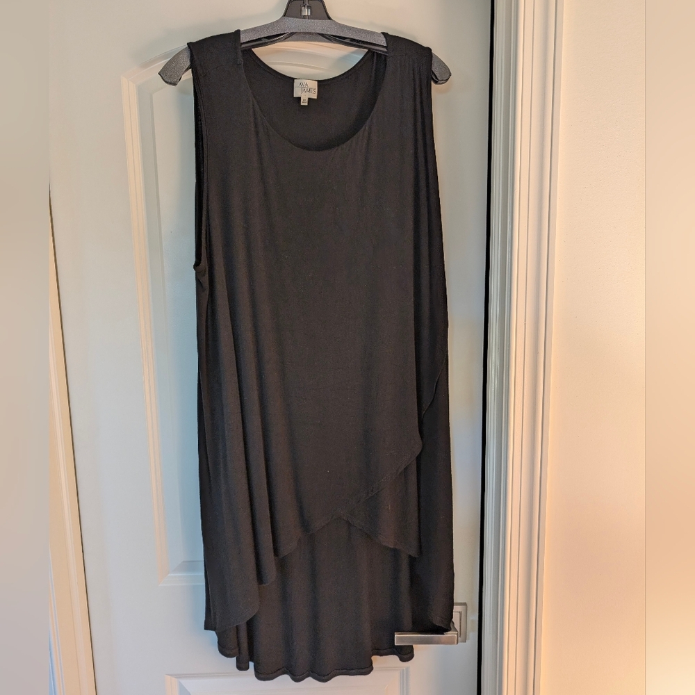 Sleek Black Sleeveless Tunic Top. Ava james